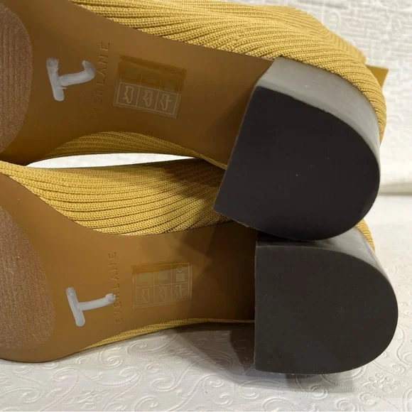 Everlane The Glove Boot Size 7 Yellow Ankle Ribbed Fabric Uppers 2 in Block Heel - Picture 12 of 16